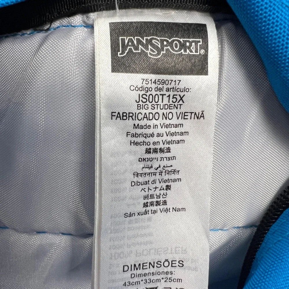 JanSport Big Student Backpack Bright Blue JS00T15X School College Travel Bag